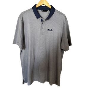 Travis Mathew Mens Polo Shirt XL Blue Pinstripe Superstition Mountain‎ G.C.